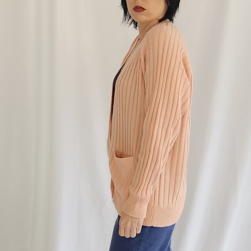 90s Pink‎ Ribbed Cardigan - Picture 2 of 4
